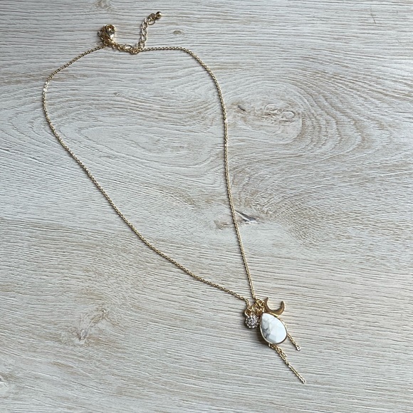 Charm Necklace, Moon, semiprecious drop, chain - Picture 4 of 5